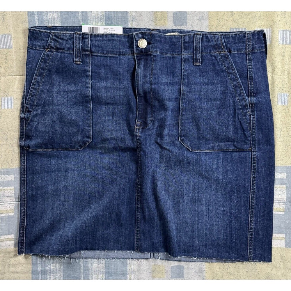 Seven 7 (Utility Skirt) Blue Denim Pockets (Size 18) Cotton Blend - Pockets NWT